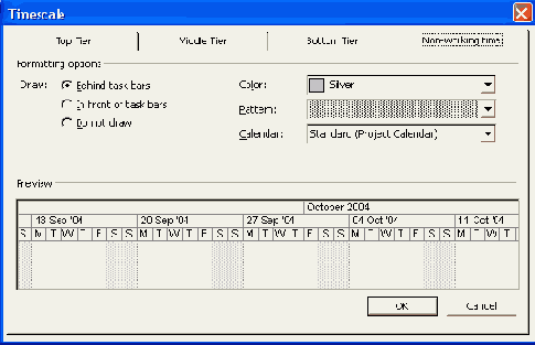 Вкладка Nonworking time (Нерабочее время)