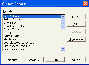 Окно Custom Reports (Настраиваемые отчеты)
