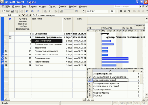 Редактирование вставленной из Excel таблицы