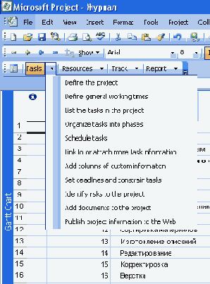 Панель инструментов Project Guide (Консультант)