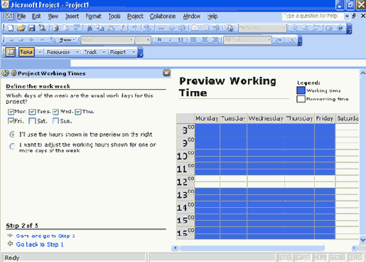Настройка рабочих дней и часов