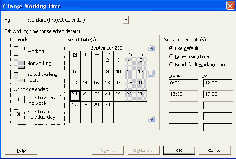 Окно Change Working