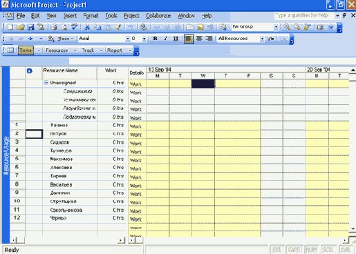 ������������� Resource Usage (������������� ��������)