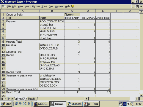 ���������� ���������� � ������� Excel 97 � VBA