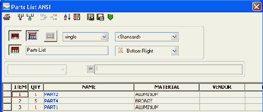 ������� ������ ������� Parts List 