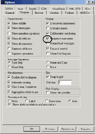 Добавление сообщения на диаграмму последовательности и редактирование его свойств
