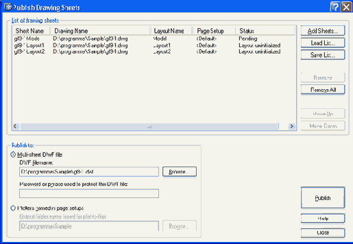 ���������� ���� Publish Drawing Sheets