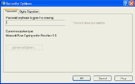 ���������� ���� Security Options ������� Password