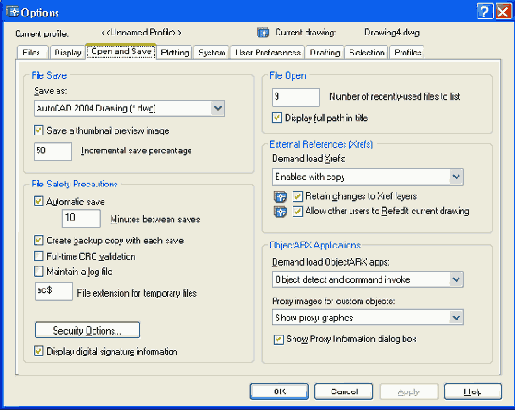 ���������� ���� Options ������� Open and Save
