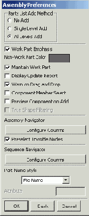 Диалоговое окно Assembly Preferences - Свойства Сборок