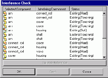 Опция Check Clearances - проверить зазоры