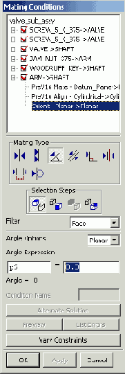Диалоговое окно Mating Conditions - Условия Стыковки