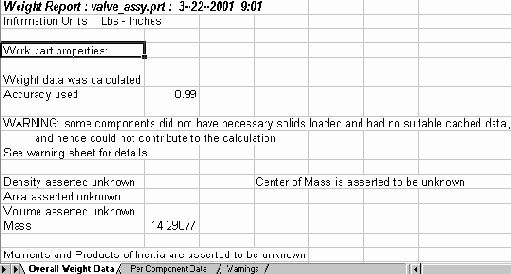Секция Overall Weight Data - Общие весовые данные