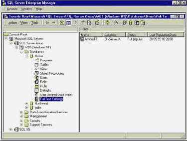 Ручной запуск индексирования Microsoft SQL Server