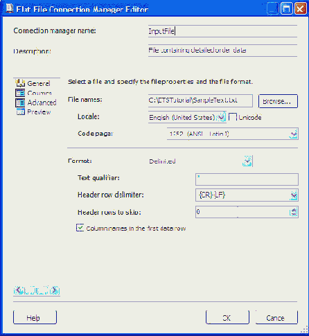 ������� �������: �������� ������� ������ SSIS