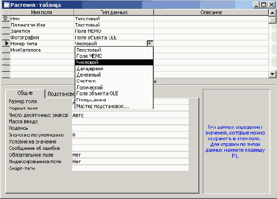 ��������� ���� ������ Access