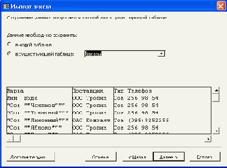 Четвертое диалоговое окно Мастера импорта текстов