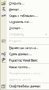 Контекстное меню со списком панелей команд