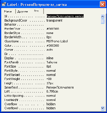 Диалоговое окно свойств раскрывающегося списка