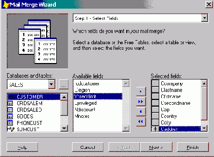Использование данных из Visual FoxPro в Microsoft Word