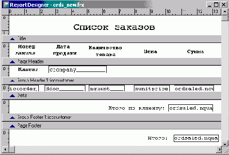 Использование группировки в отчете