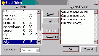 Использование команды Quick Report для размещения полей
