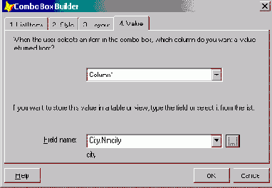 Использование построителя для создания раскрывающегося списка