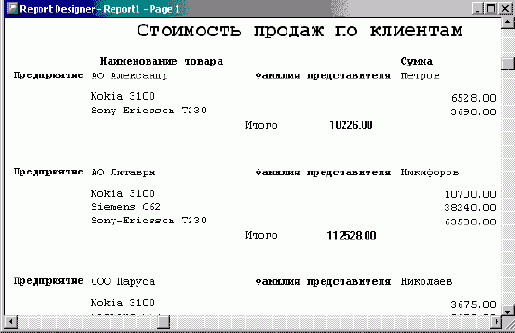 Использование в отчетах представлений данных