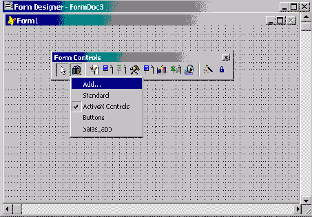 Отображение ActiveX-компонентов на панели инструментов Form Controls