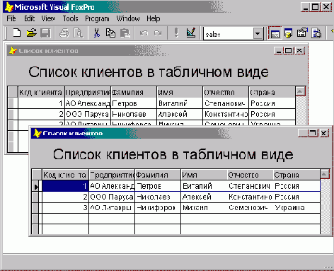 Сеансы работы с данными