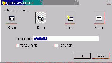 Сохранение результатов запроса в курсоре