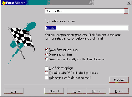 Создание формы с помощью мастера