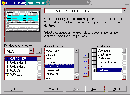 Создание многотабличной формы с помощью мастера