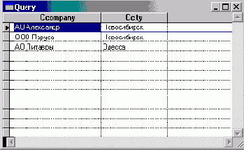 Вкладка Order By конструктора запросов