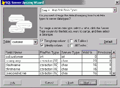 Выбор переносимых таблиц