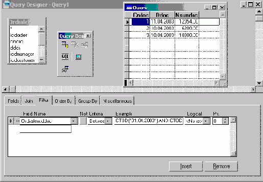 Выбор записей, находящихся в заданном диапазоне значений
