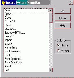 Задание графических изображений пунктам меню