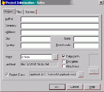 Задание параметров проекта