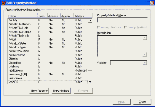 Диалоговое окно Edit Property/Method