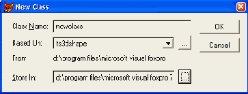 Диалоговое окно New Class после выбора пользовательского класса