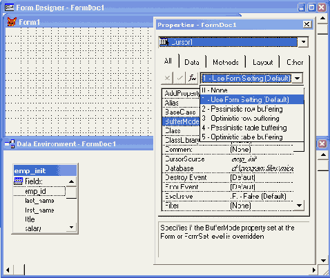 Определение значения свойства BufferModeOverride курсора