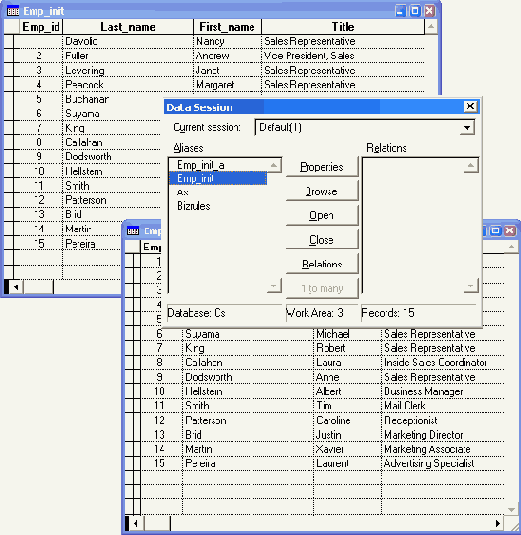 Выбор сеанса работы