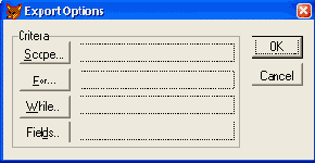 Диалоговое окно Export Options