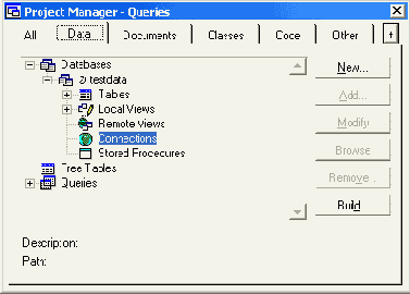 Раздел Connections списка Database