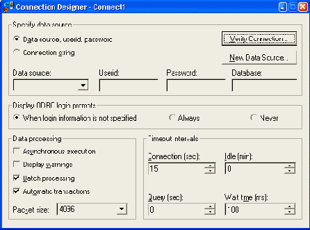 Окно конструктора соединений
