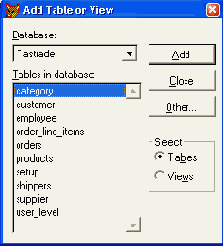 Окно Data Session после открытия представления данных Sumcust