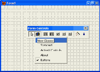Меню кнопки View Classes и панель инструментов, содержащая элементы управления внешней библиотеки