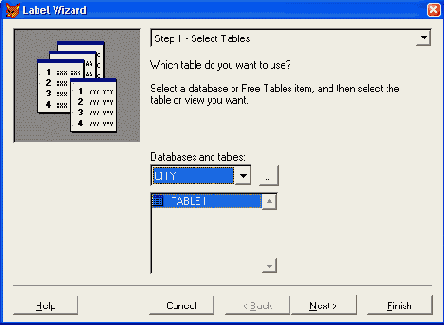 Выбор источника данных для создания этикеток