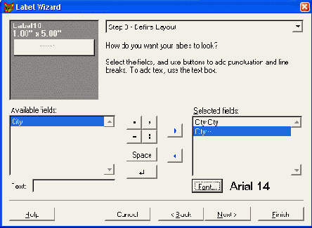 Расположение объектов в этикетке