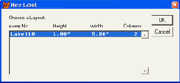 Диалоговое окно New Label